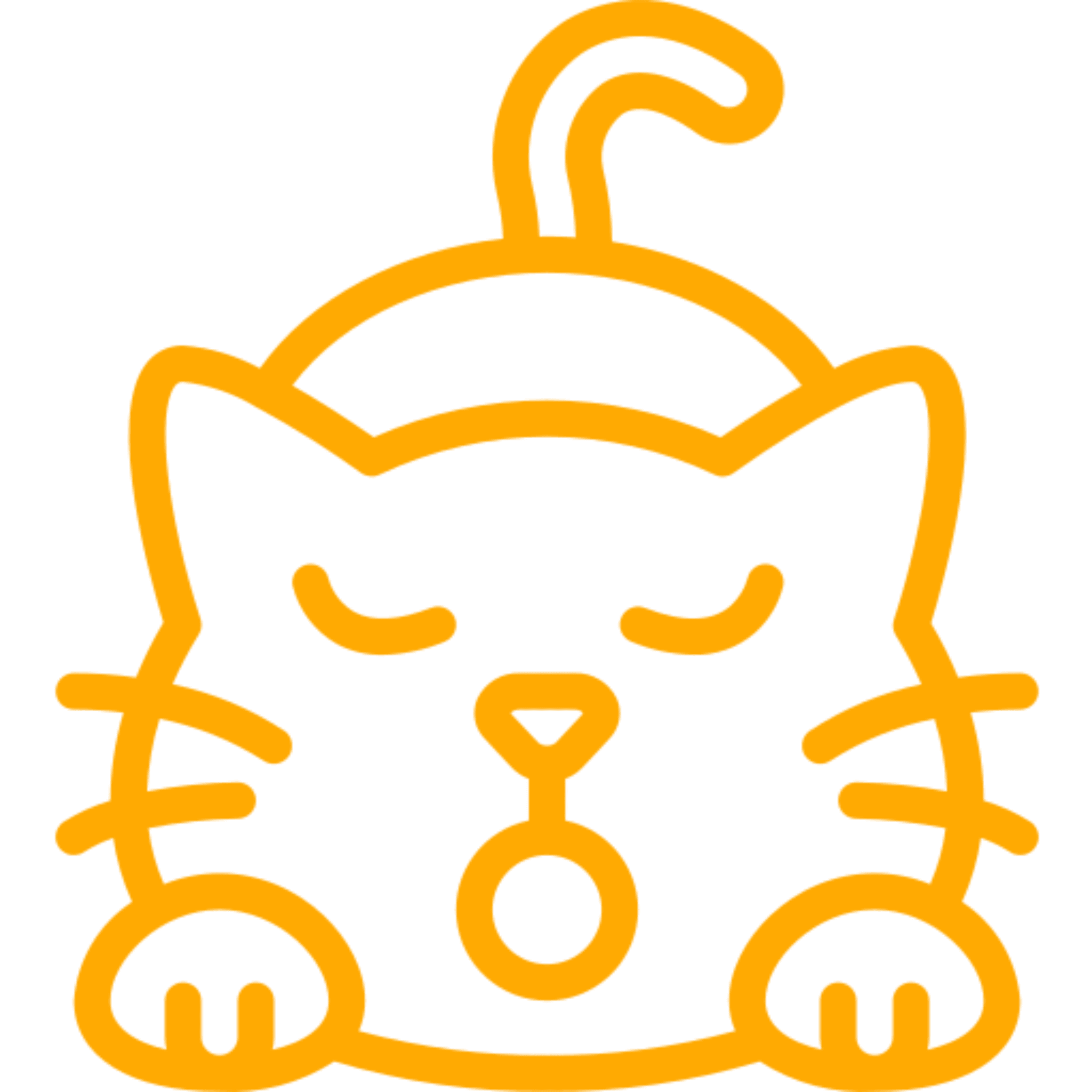 Cute orange cat icon on black background.
