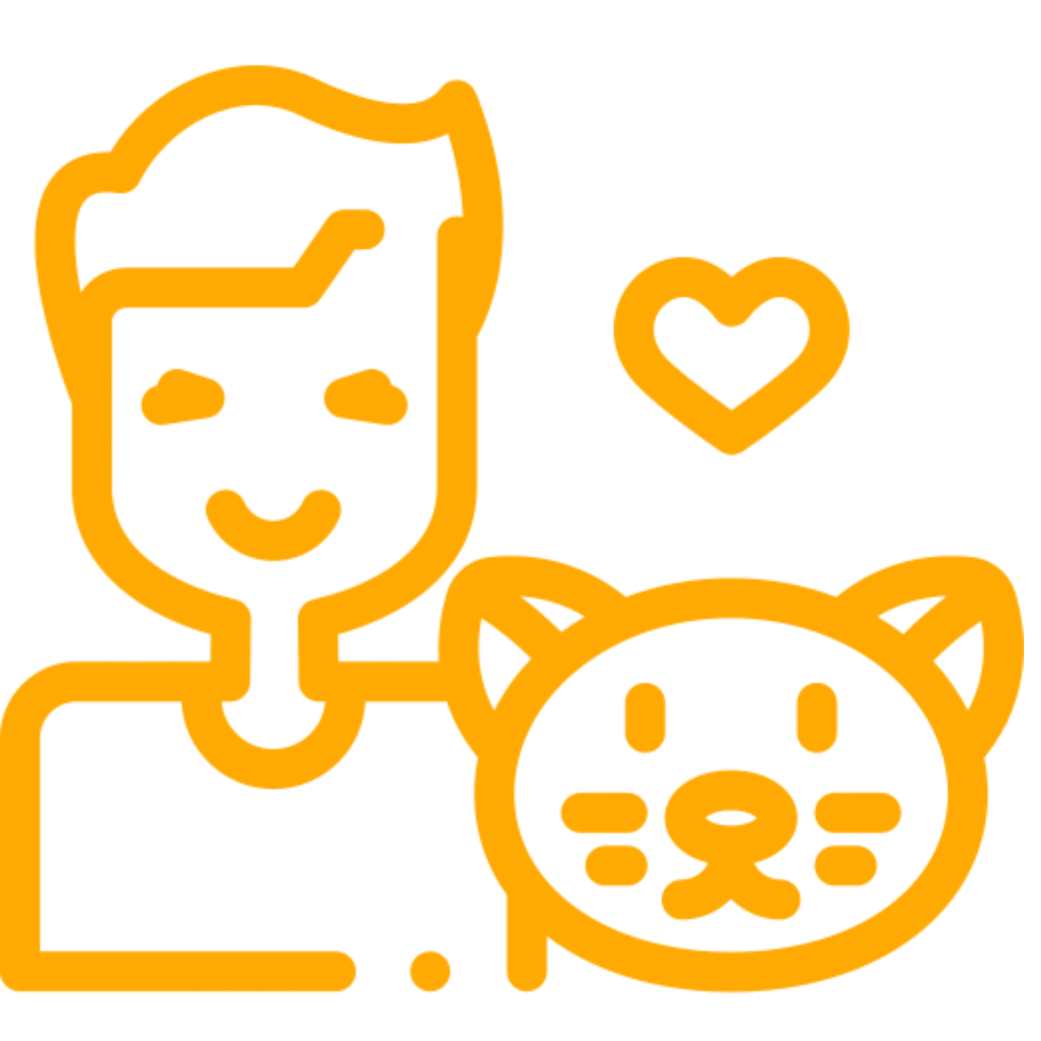 Person and cat with heart icon.